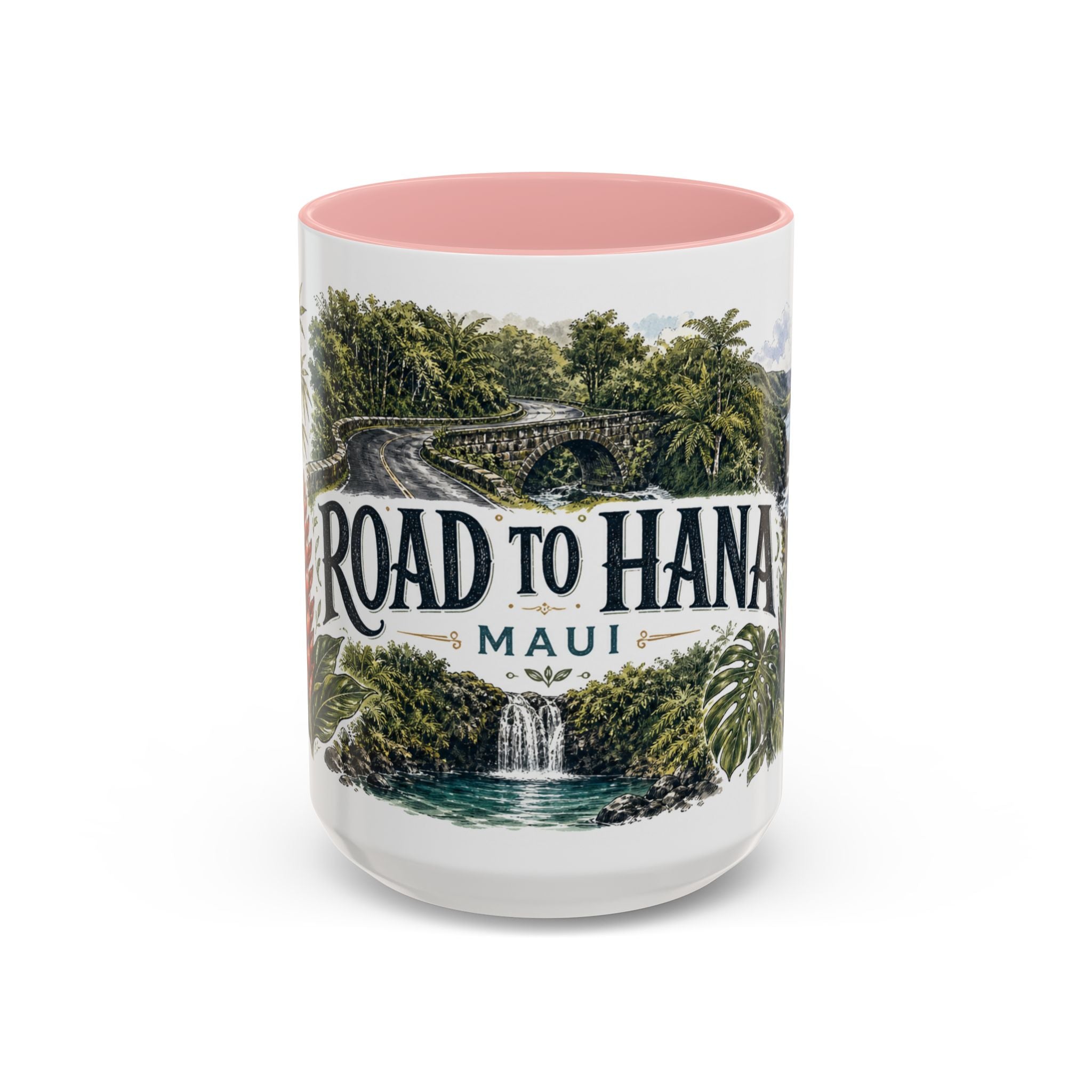 Road to Hana Mug, Maui Travel Souvenir, Bucket List Gift, Accent Ceramic Coffee Mug 11oz 15oz