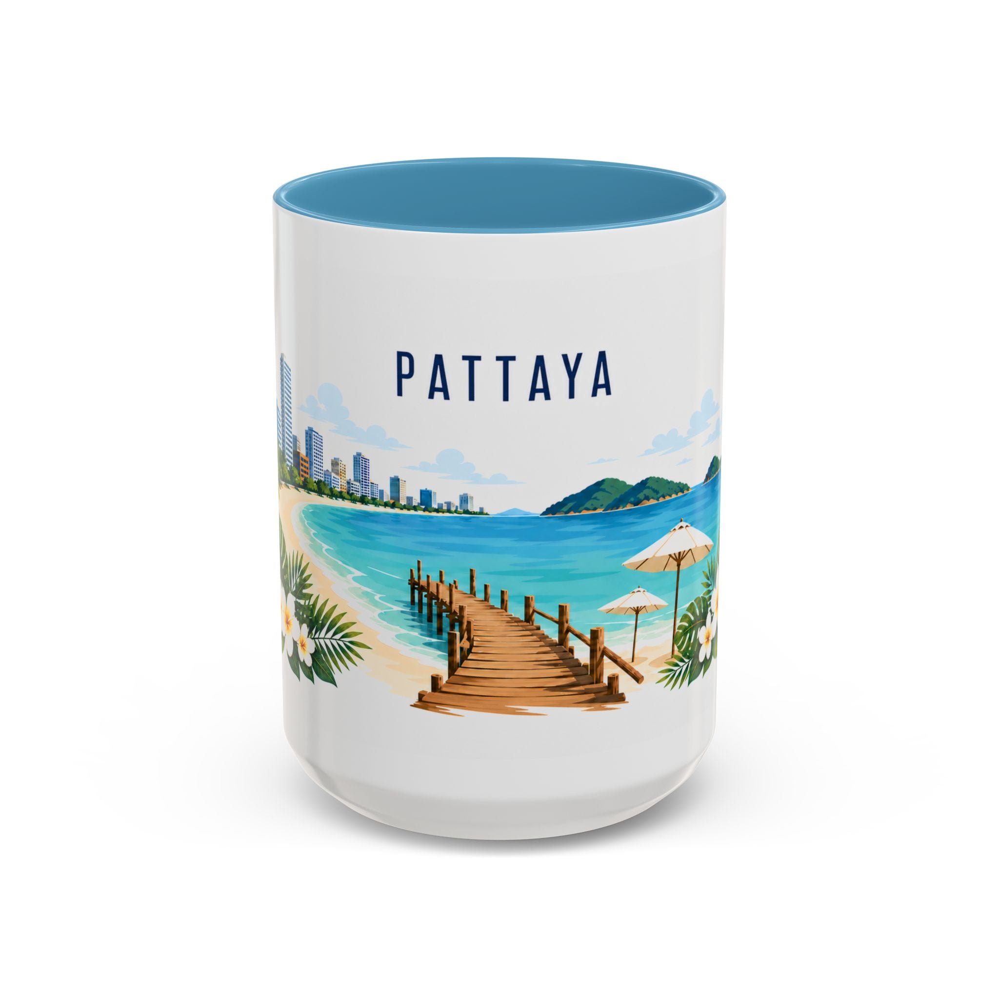 Pattaya Coffee Mug | Thailand Travel Souvenir | Porcelain Decal City Gift | 11oz 15oz Accent Mug
