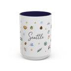 Seattle Christmas Mug | Watercolor Travel Souvenir | Holiday Gift | Accent Ceramic Coffee Cup 11oz 15oz