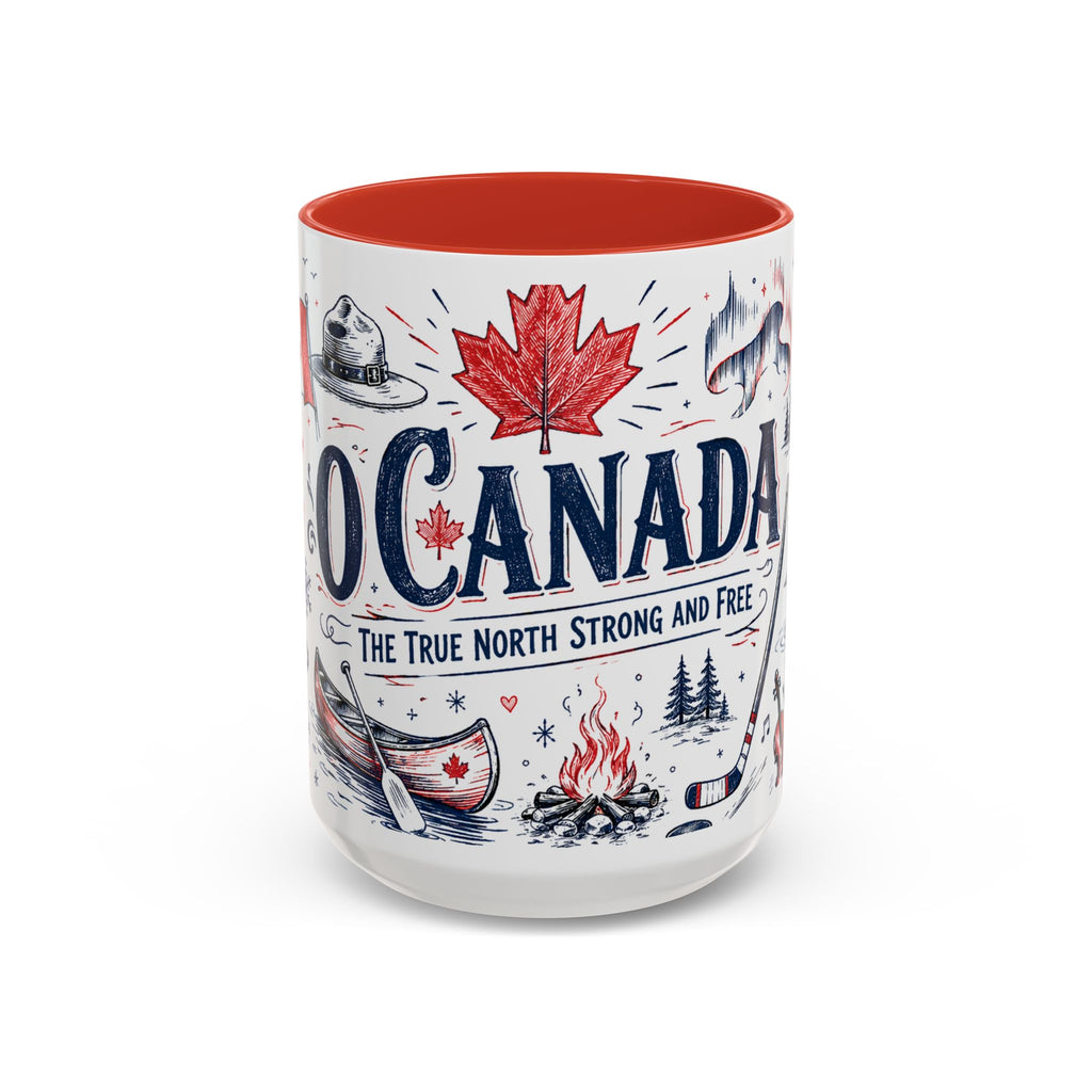 O Canada True North Coffee Mug | Canadian Pride Gift | Accent Color Ceramic 11oz 15oz