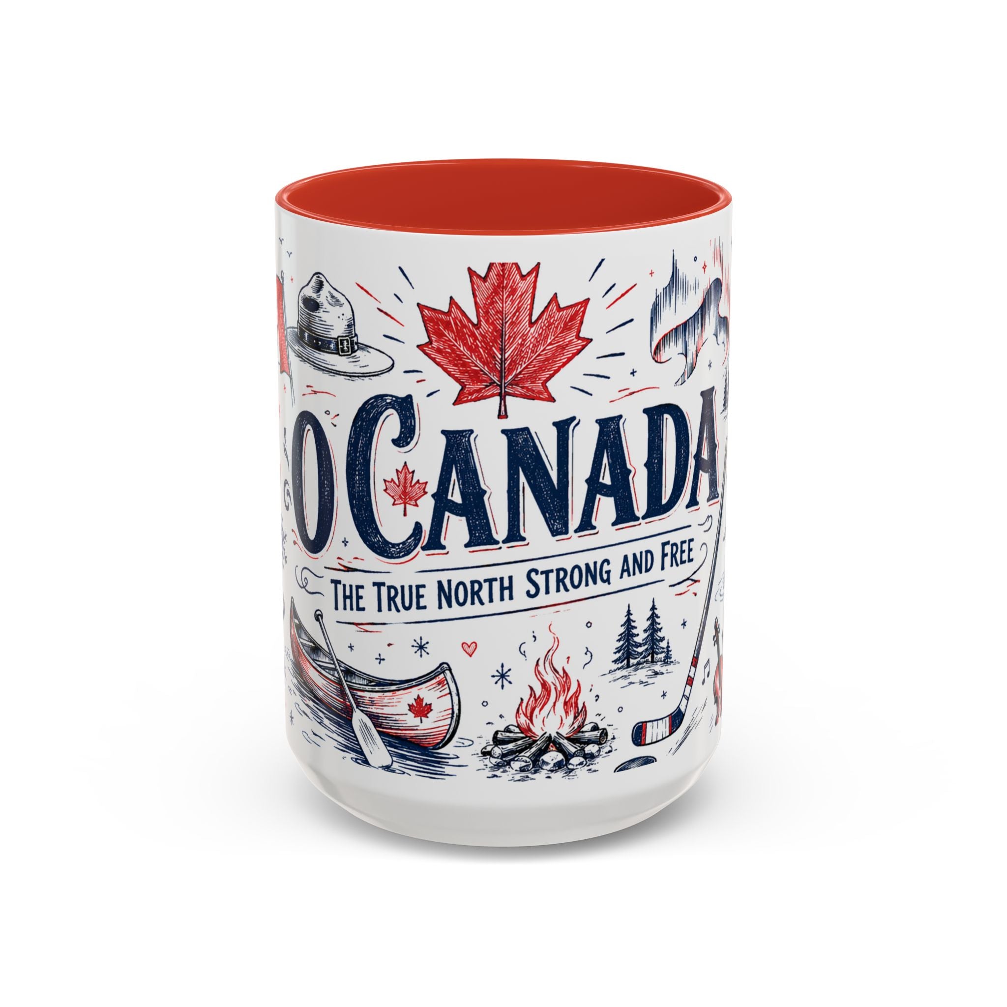 O Canada True North Coffee Mug | Canadian Pride Gift | Accent Color Ceramic 11oz 15oz