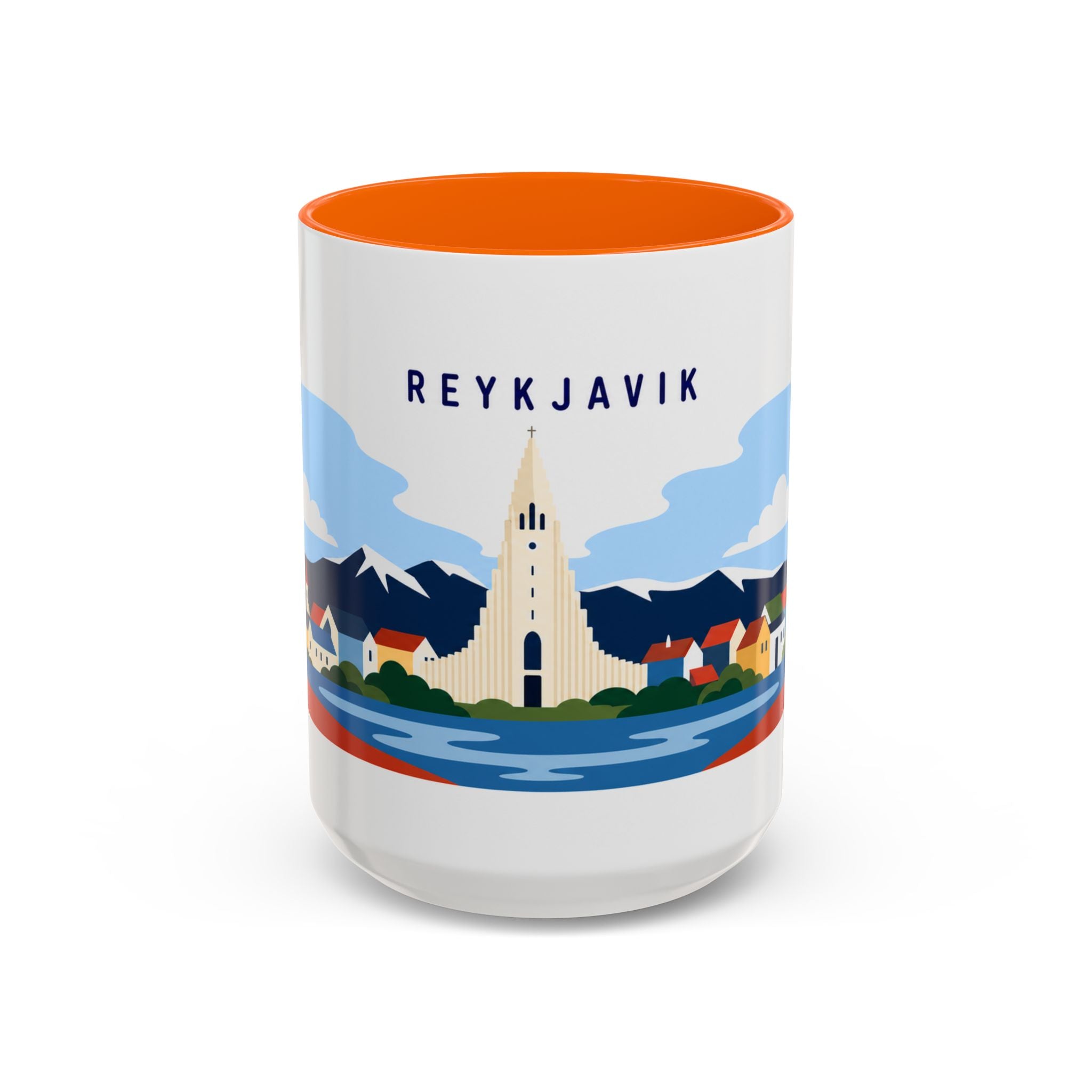 Reykjavik Coffee Mug | Travel Destination Souvenir Gift | Accent Color Ceramic 11oz 15oz