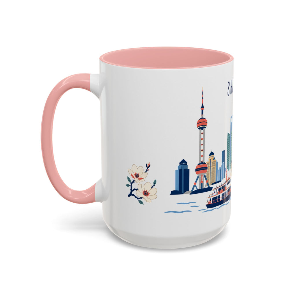 Shanghai Coffee Mug | China Travel Souvenir | Porcelain Decal City Gift | 11oz 15oz Accent Mug