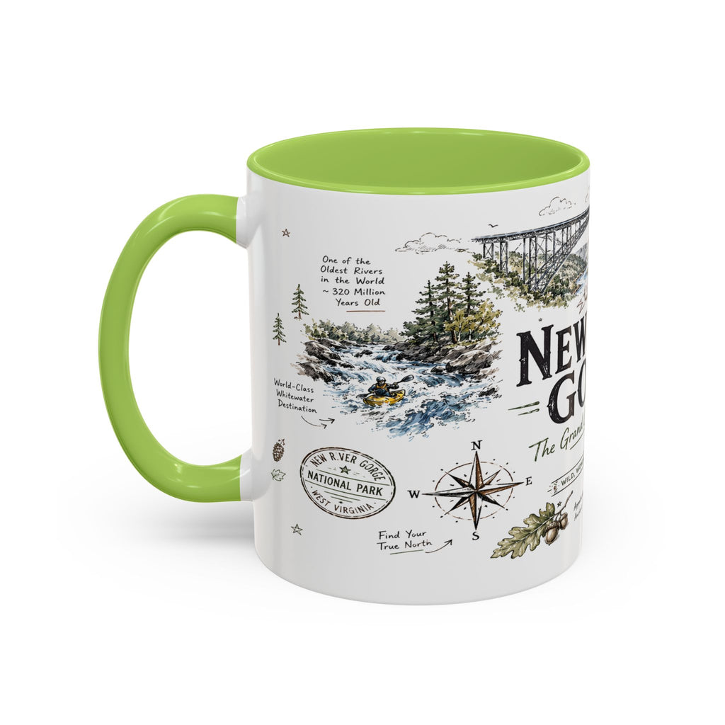 New River Gorge National Park Coffee Mug | West Virginia River Canyon Climbing Gift | Accent Color Ceramic 11oz 15oz