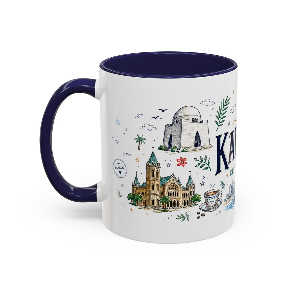 Karachi Coffee Mug | Pakistan Souvenir Travel Gift | Accent Color Ceramic 11oz 15oz