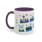 Seattle Coffee Mug | Postage Stamp Collage Mug | Travel Souvenir Accent Cup 11oz 15oz
