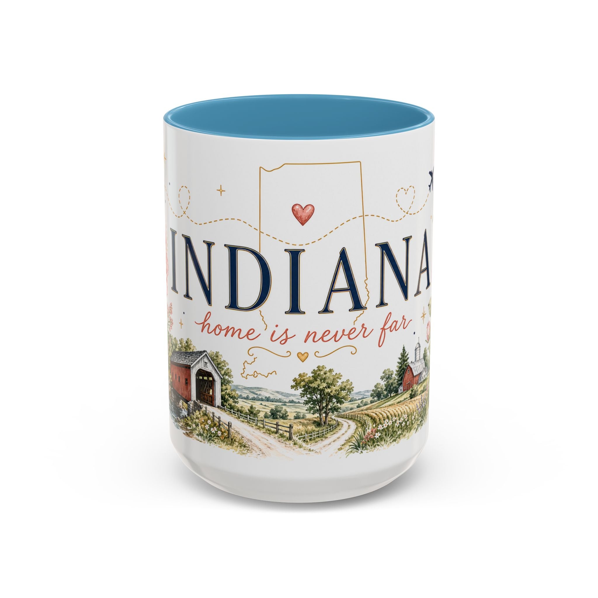 Indiana State Mug | Moving Away, Long Distance Friendship Gift | Botanical Map Accent Cup