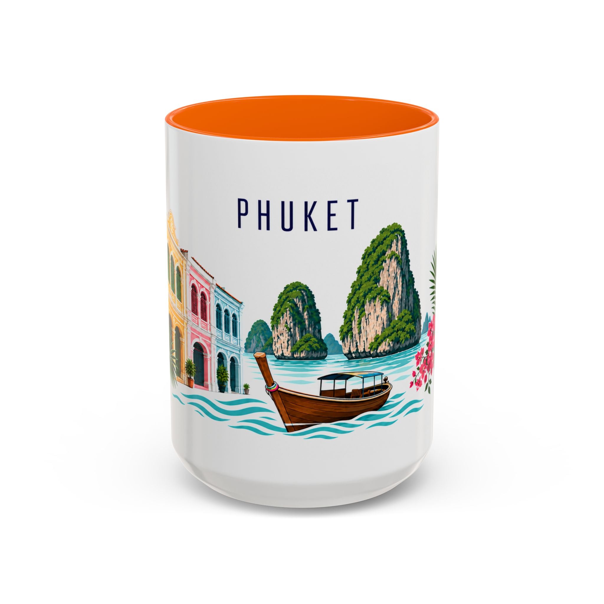 Phuket Coffee Mug | Thailand Travel Souvenir | Porcelain Decal City Gift | 11oz 15oz Accent Mug