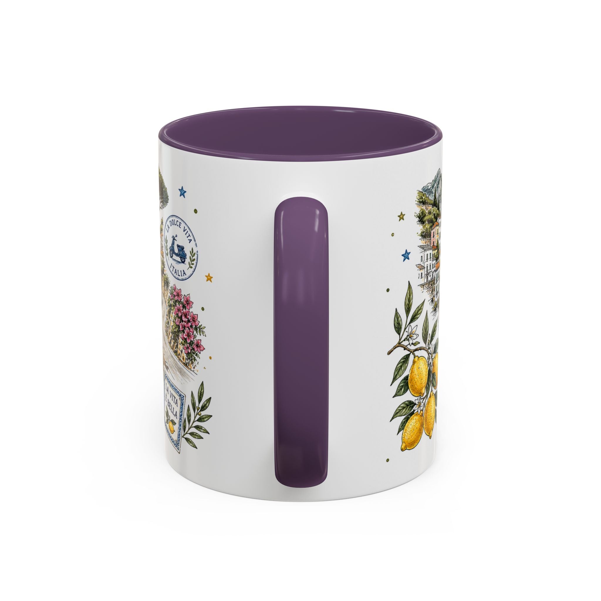 Amalfi Coast Coffee Mug | Travel Destination Souvenir Gift | Accent Color Ceramic 11oz 15oz