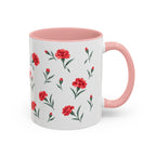 Ohio Scarlet Carnation Mug, State Flower Floral Coffee Cup, 11oz Botanical Gift