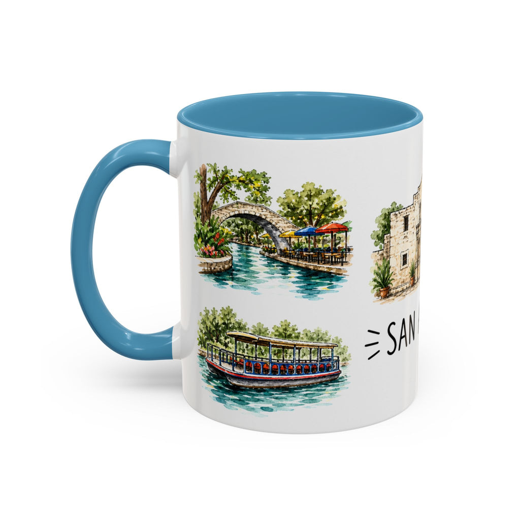 San Antonio Illustrated Travel Mug | City Souvenir Accent Coffee Mug | 11oz 15oz Ceramic Cup