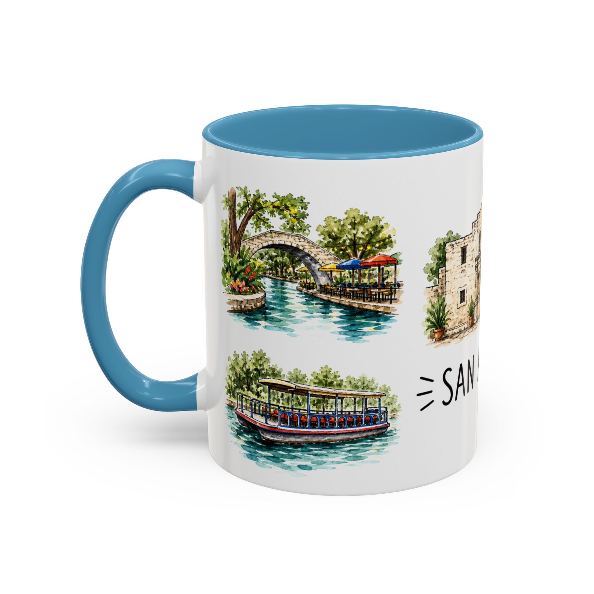San Antonio Illustrated Travel Mug | City Souvenir Accent Coffee Mug | 11oz 15oz Ceramic Cup