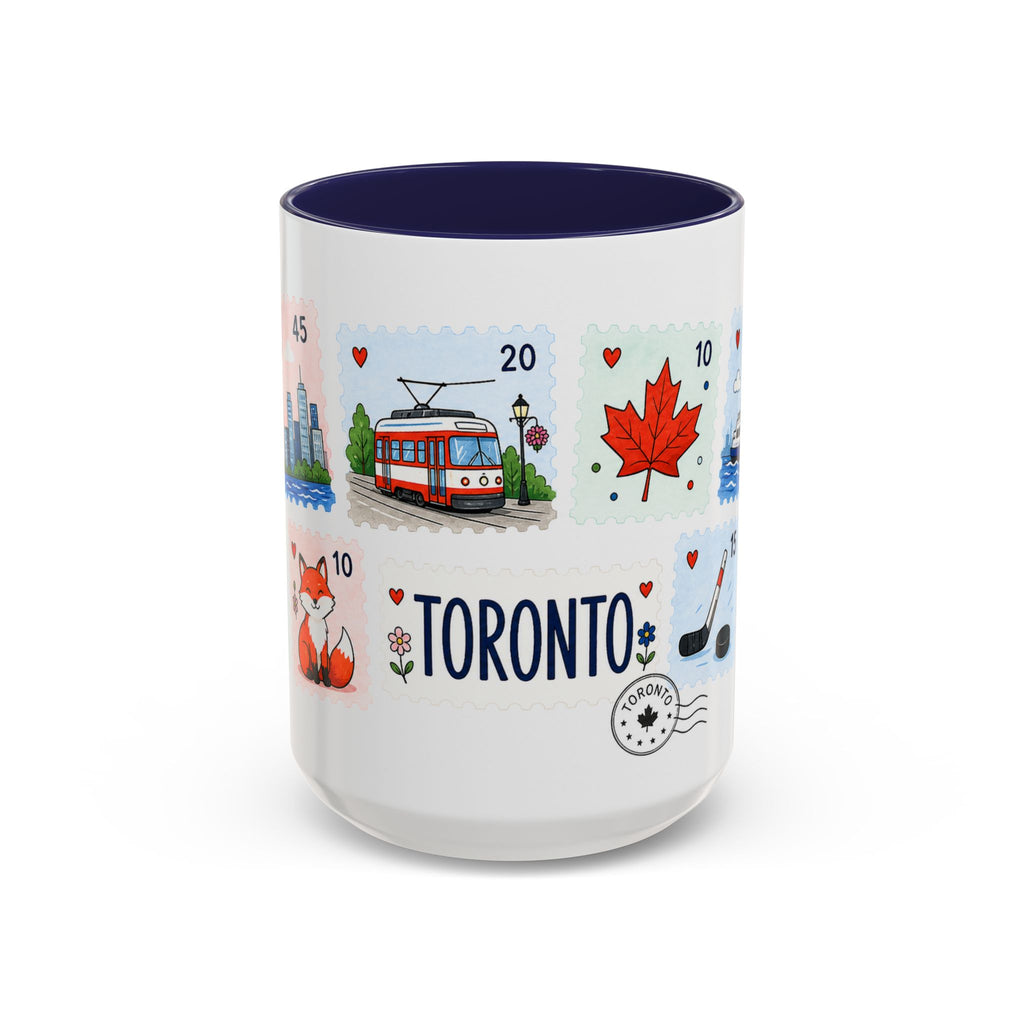 Toronto Coffee Mug | Postage Stamp Collage Mug | Travel Souvenir Accent Cup 11oz 15oz