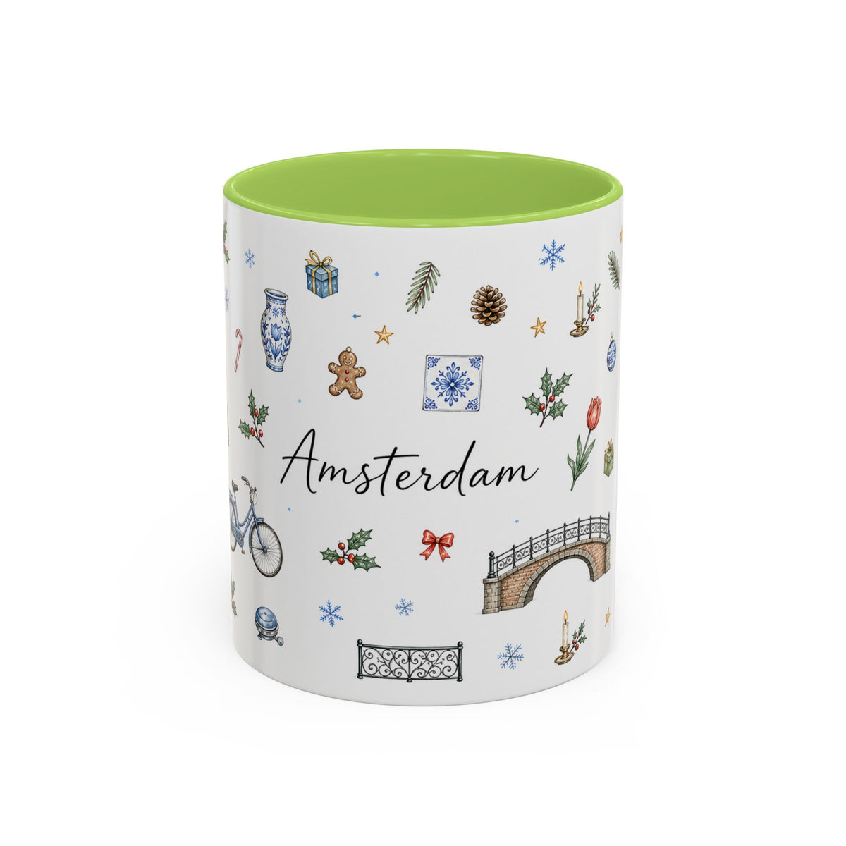 Amsterdam Christmas Watercolor Mug | Festive City Souvenir Coffee Cup