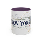 New York State Map Mug | Botanical Rose Accents, Long Distance Friendship Gift