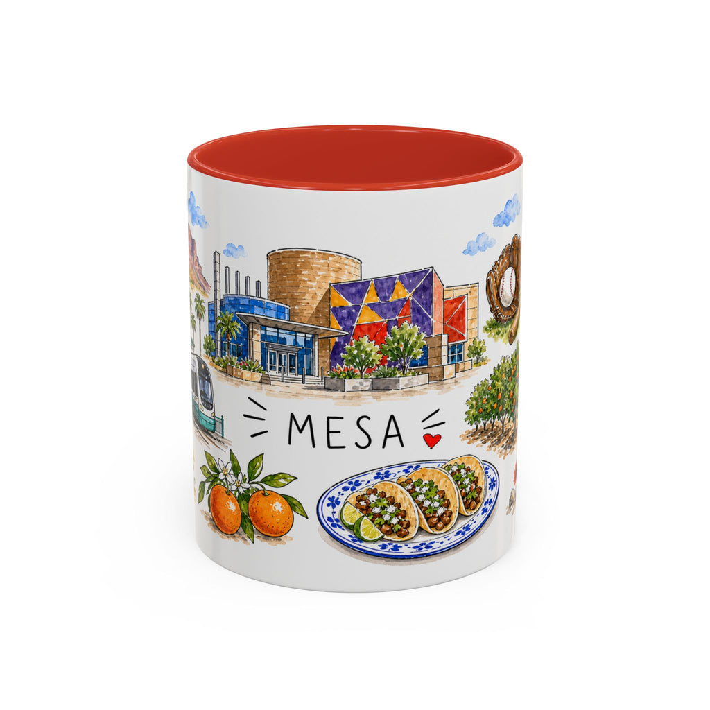 Mesa Illustrated Travel Mug | City Souvenir Accent Coffee Mug | 11oz 15oz Ceramic Cup
