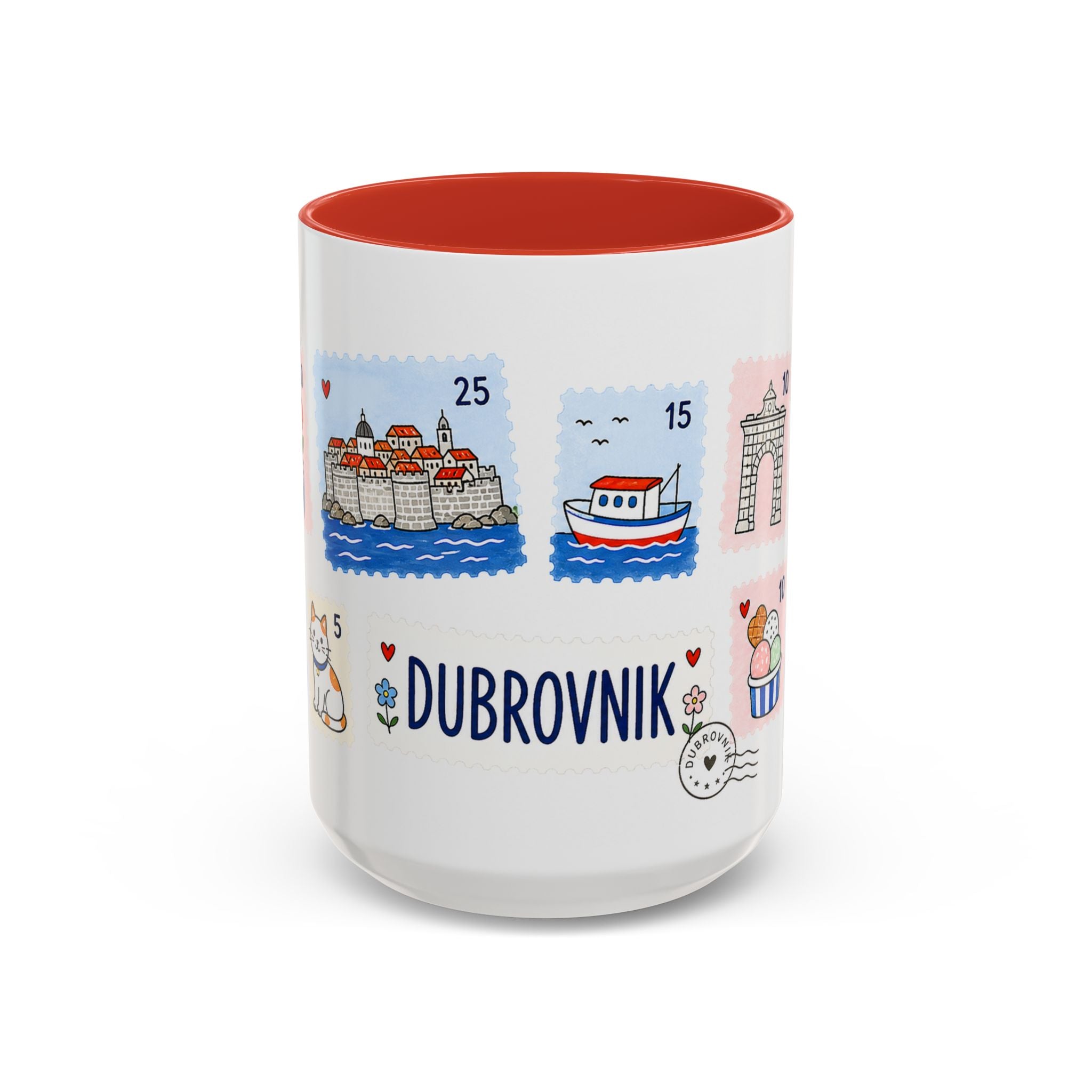 Dubrovnik Coffee Mug | Postage Stamp Collage Mug | Travel Souvenir Accent Cup 11oz 15oz