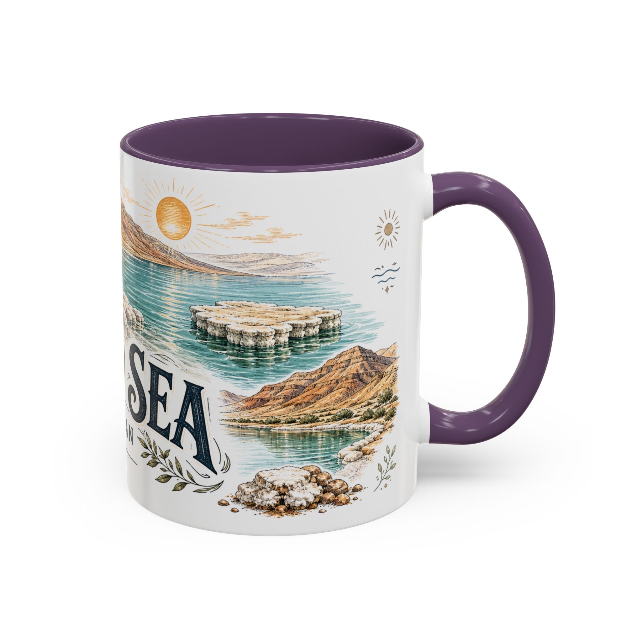 Dead Sea Mug, Jordan Travel Souvenir, Bucket List Gift, Accent Ceramic Coffee Mug 11oz 15oz