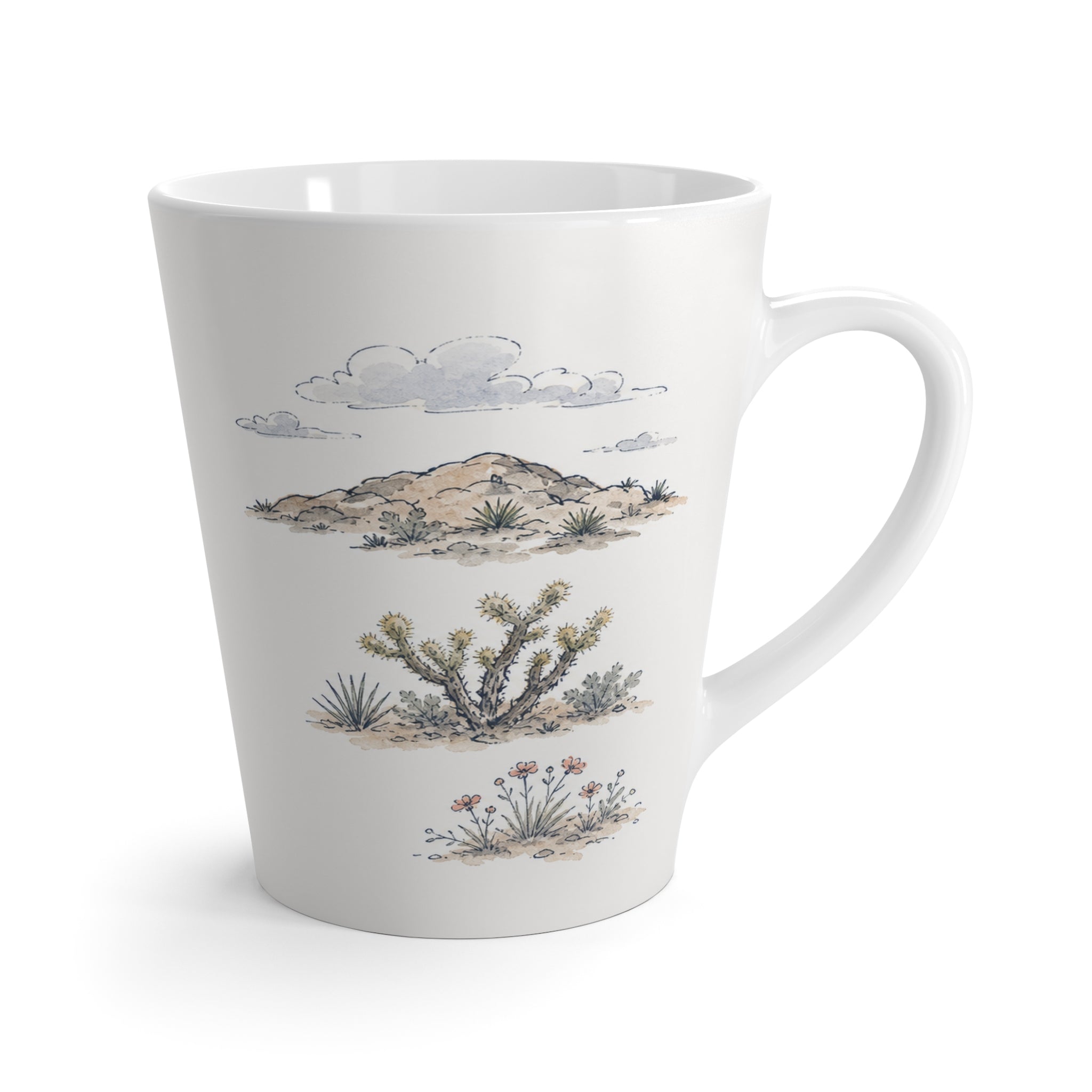 Joshua Tree National Park Latte Mug | Pastel Watercolor Nature Coffee Cup | 12 oz Travel Souvenir Gift