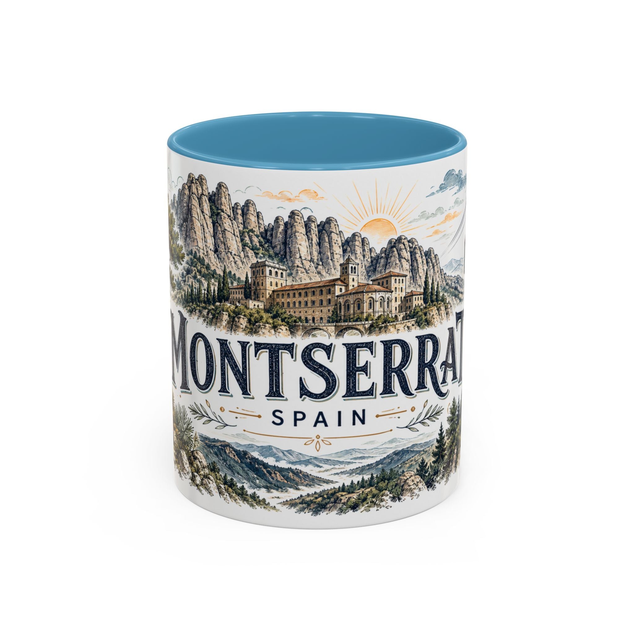 Montserrat Mug, Spain Travel Souvenir, Bucket List Gift, Accent Ceramic Coffee Mug 11oz 15oz