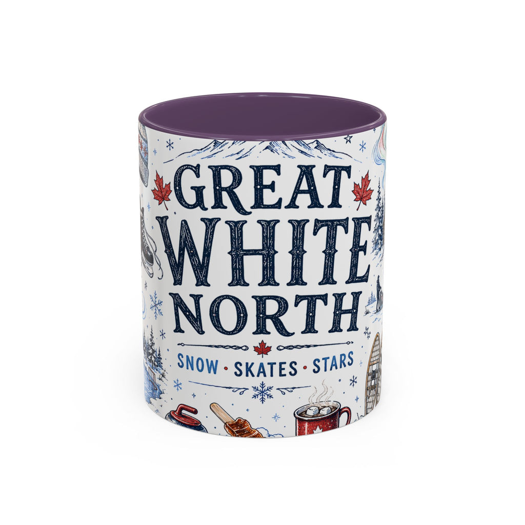 Great White North Coffee Mug | Canadian Pride Gift | Accent Color Ceramic 11oz 15oz