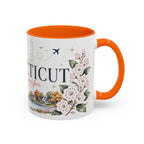 Connecticut State Map Mug | Botanical Accent Coffee Cup (11oz 15oz)