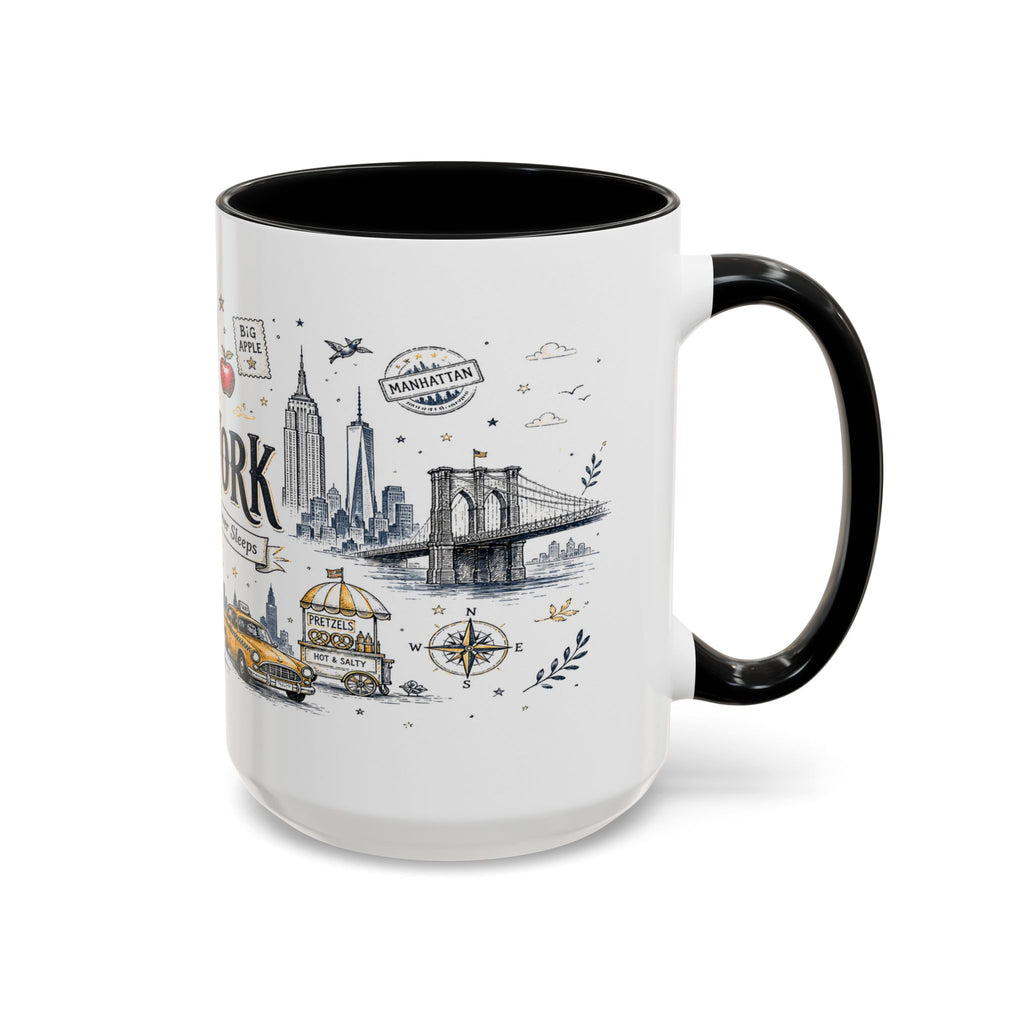 New York City Coffee Mug | New York Souvenir Travel Gift | Accent Color Ceramic 11oz 15oz