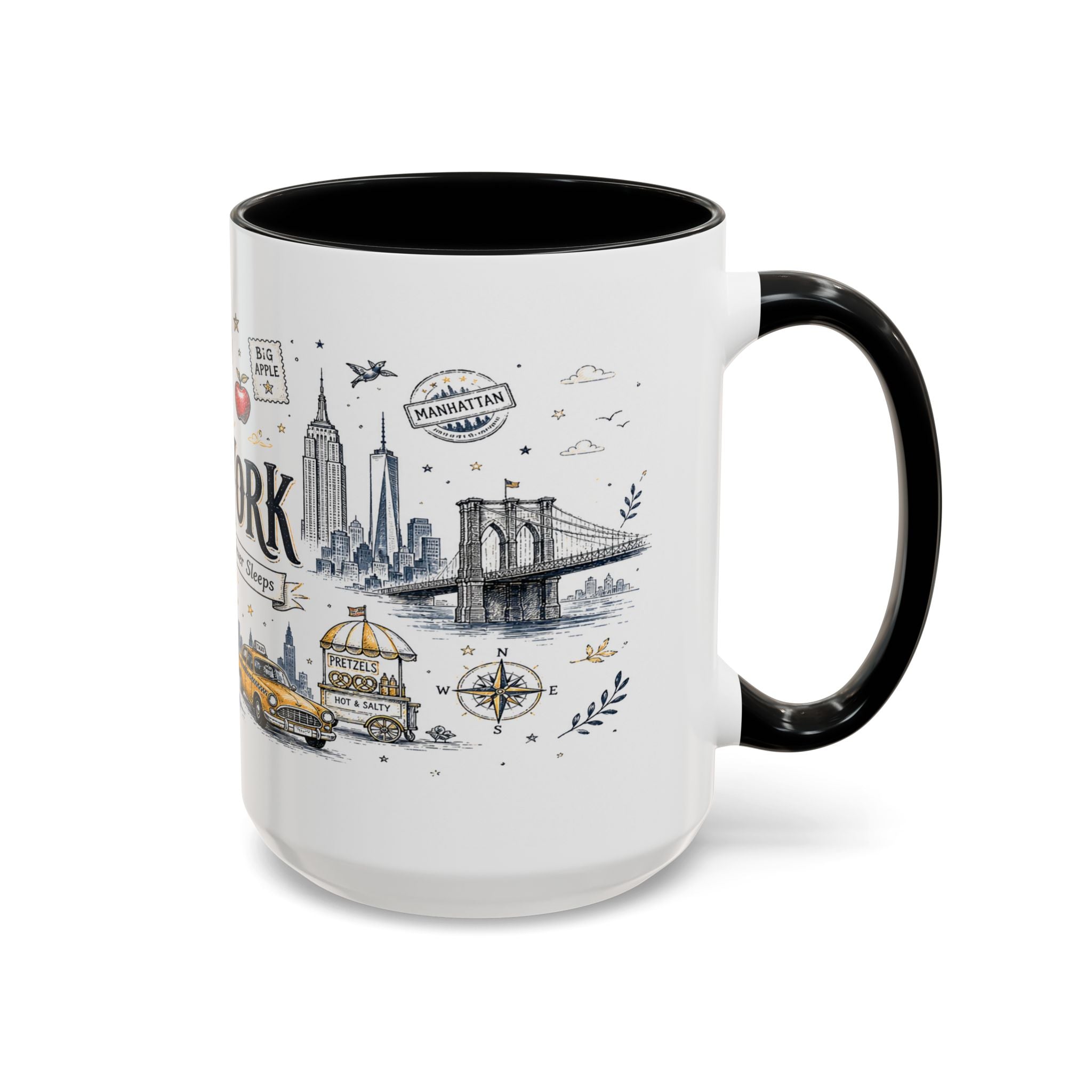 New York City Coffee Mug | New York Souvenir Travel Gift | Accent Color Ceramic 11oz 15oz