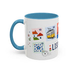 Lisbon Coffee Mug | Postage Stamp Collage Mug | Travel Souvenir Accent Cup 11oz 15oz