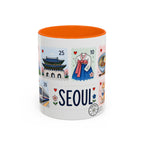 Seoul Coffee Mug | Postage Stamp Collage Mug | Travel Souvenir Accent Cup 11oz 15oz