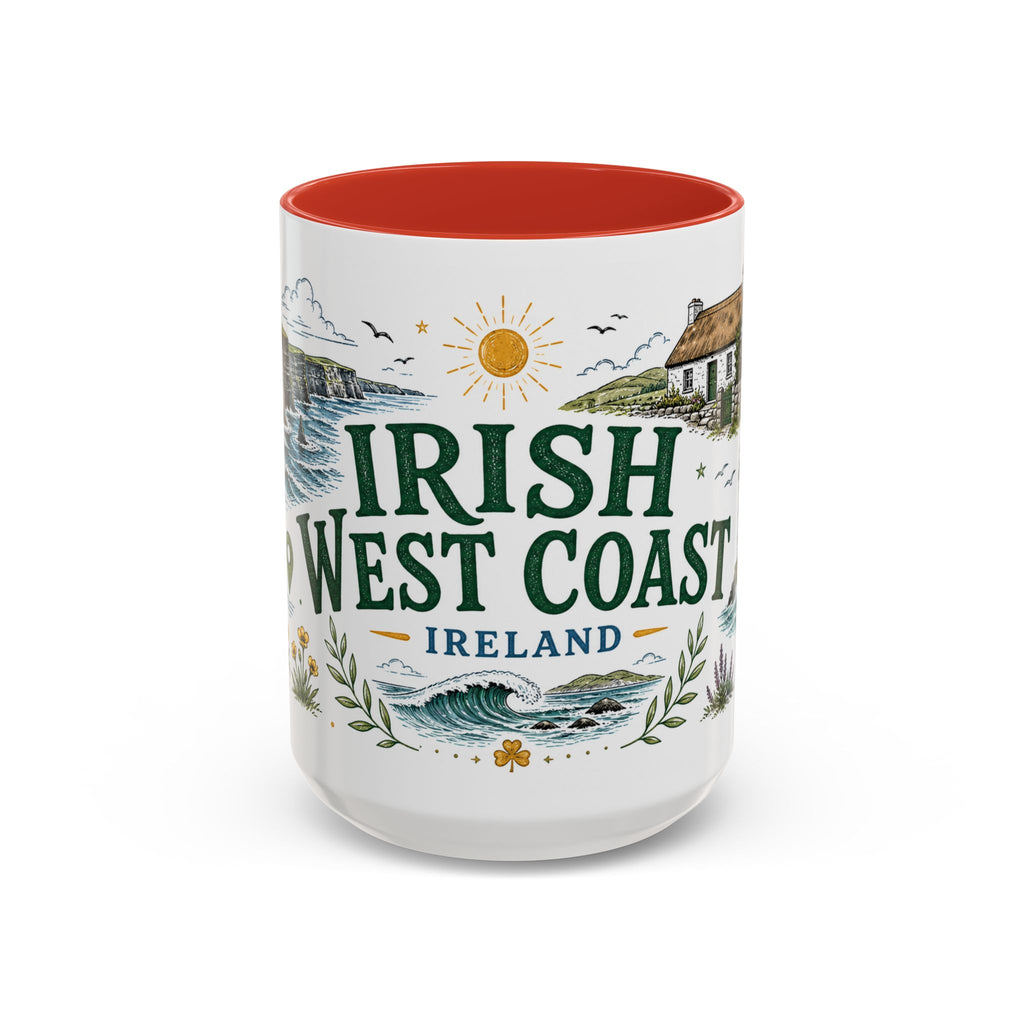 Irish West Coast Coffee Mug | Travel Destination Souvenir Gift | Accent Color Ceramic 11oz 15oz