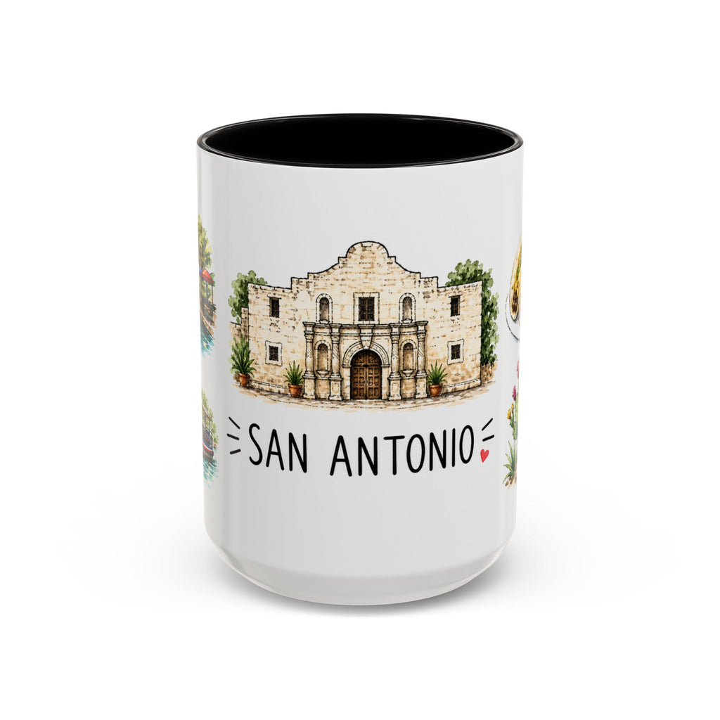 San Antonio Illustrated Travel Mug | City Souvenir Accent Coffee Mug | 11oz 15oz Ceramic Cup