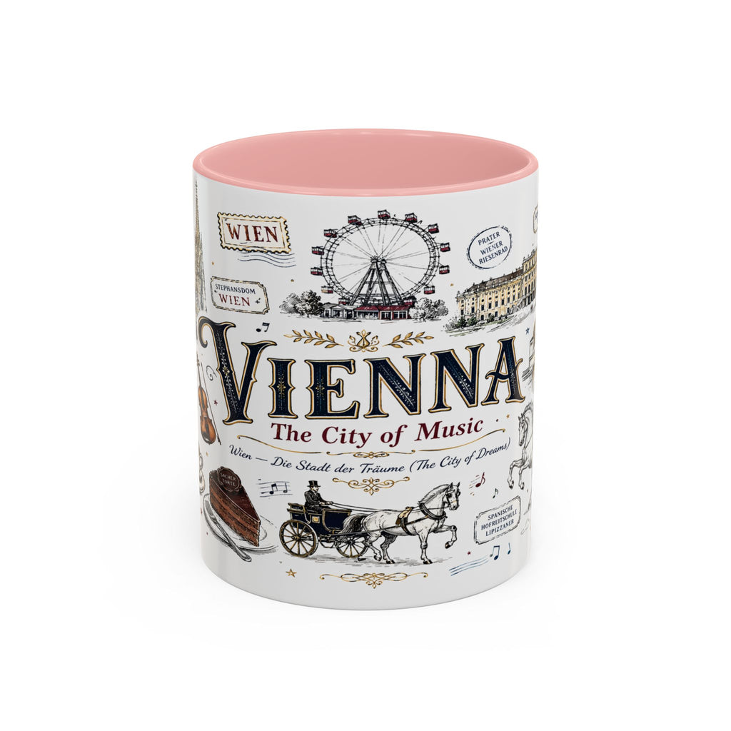 Vienna Coffee Mug | Austria Souvenir Travel Gift | Accent Color Ceramic 11oz 15oz