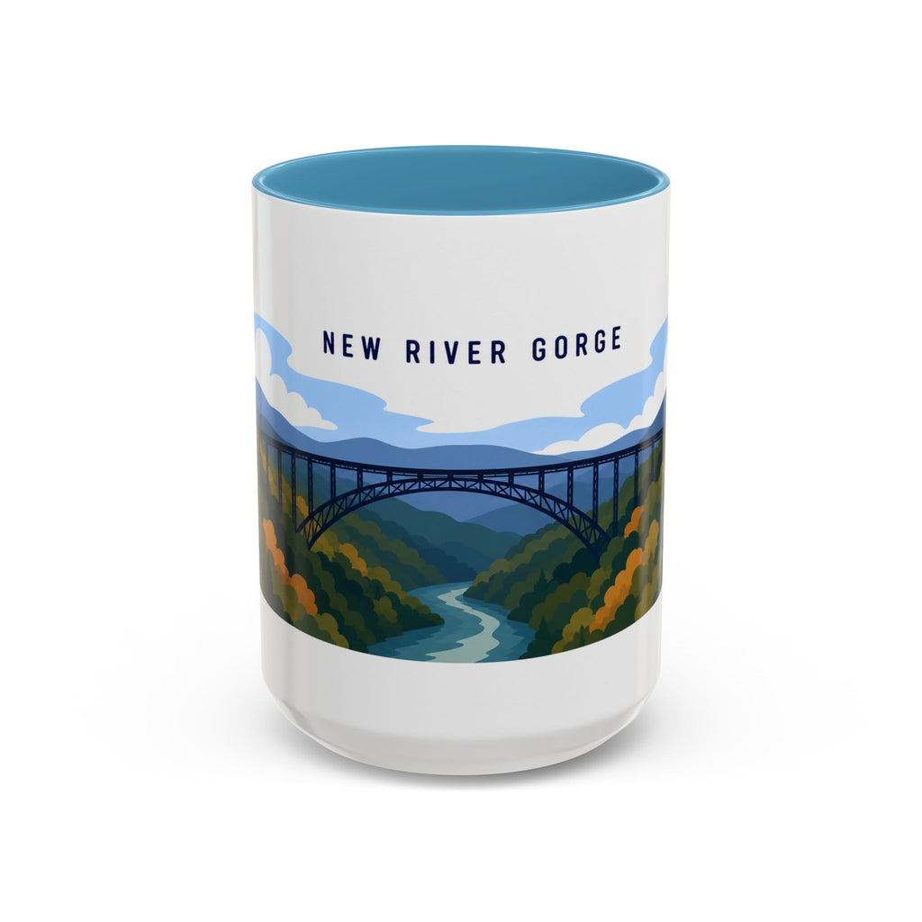 New River Gorge National Park and Preserve Coffee Mug | Solid Color Block Park Souvenir | 11oz 15oz Accent Mug