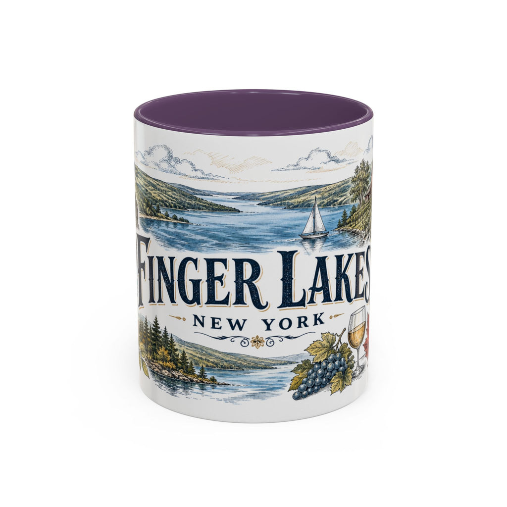 Finger Lakes Mug, New York Travel Souvenir, Bucket List Gift, Accent Ceramic Coffee Mug 11oz 15oz
