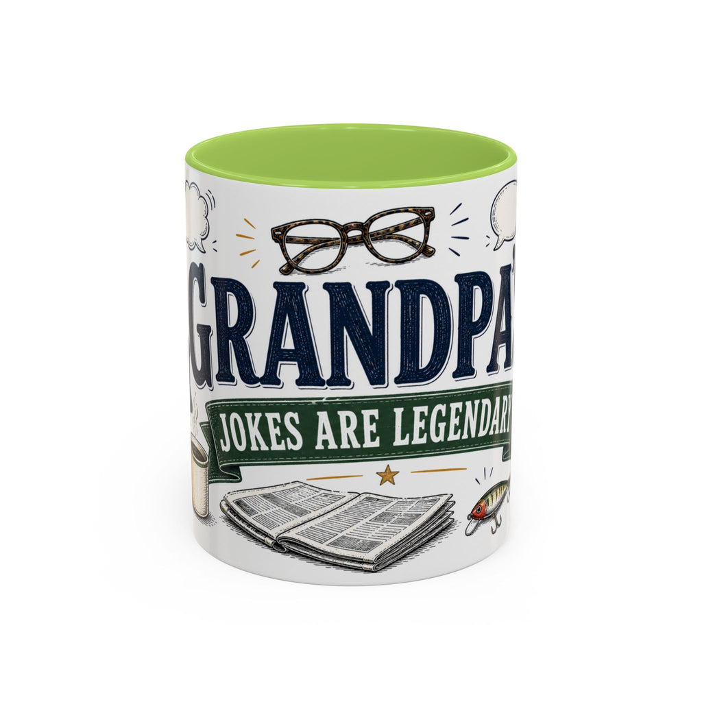 Grandpa's Jokes Are Legendary Coffee Mug | Funny Gift From Grandkids | Accent Ceramic 11oz 15oz