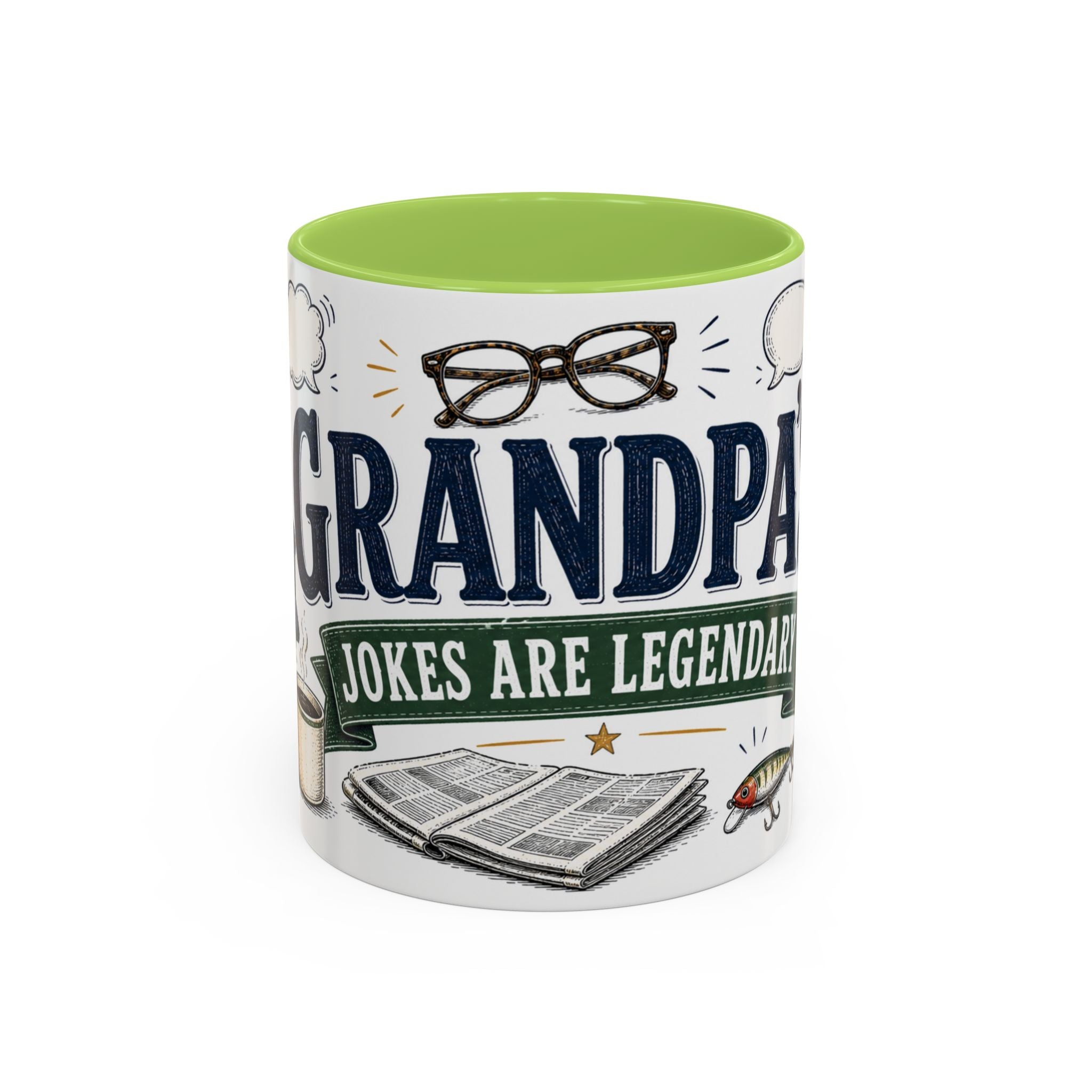 Grandpa's Jokes Are Legendary Coffee Mug | Funny Gift From Grandkids | Accent Ceramic 11oz 15oz