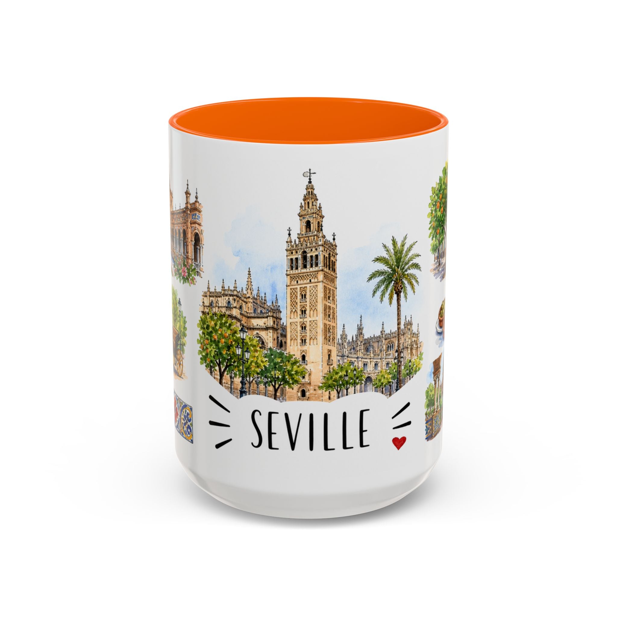 Seville Illustrated Travel Mug | City Souvenir Accent Coffee Mug | 11oz 15oz Ceramic Cup