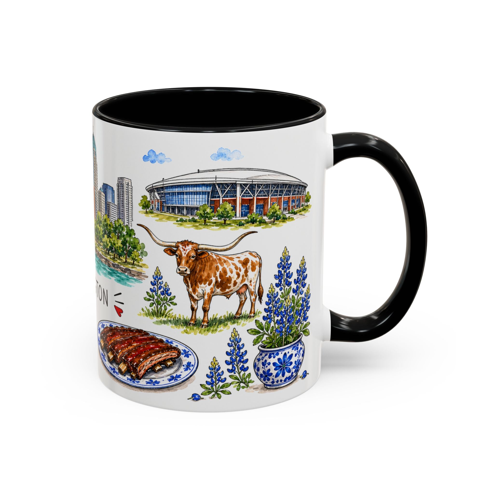 Arlington Illustrated Travel Mug | City Souvenir Accent Coffee Mug | 11oz 15oz Ceramic Cup