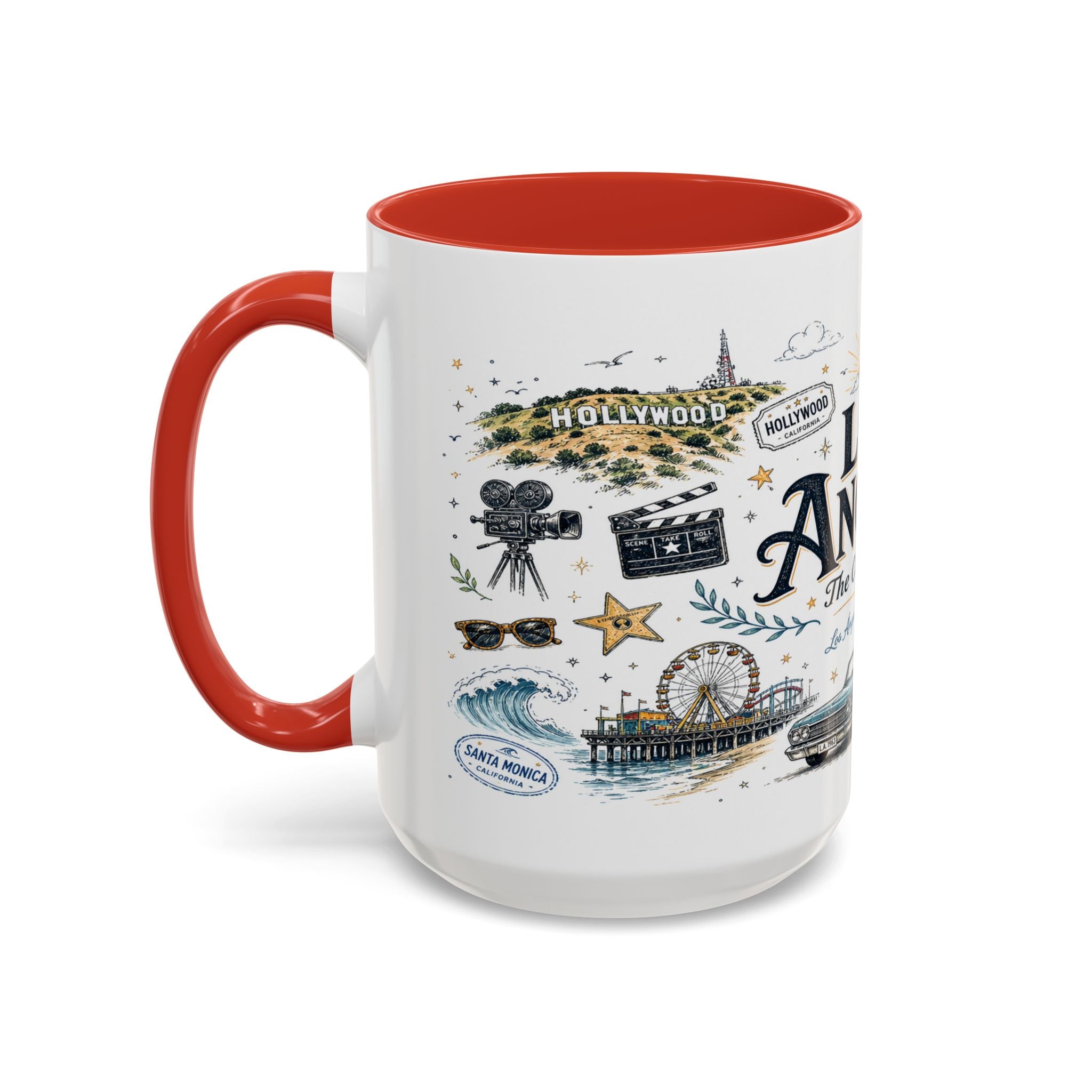 Los Angeles Coffee Mug | California Souvenir City Gift | Accent Color Ceramic 11oz 15oz