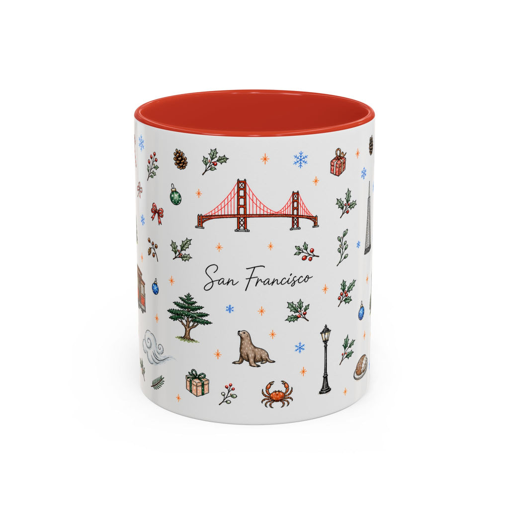San Francisco Christmas Mug | Watercolor City Souvenir | Ceramic Coffee Cup