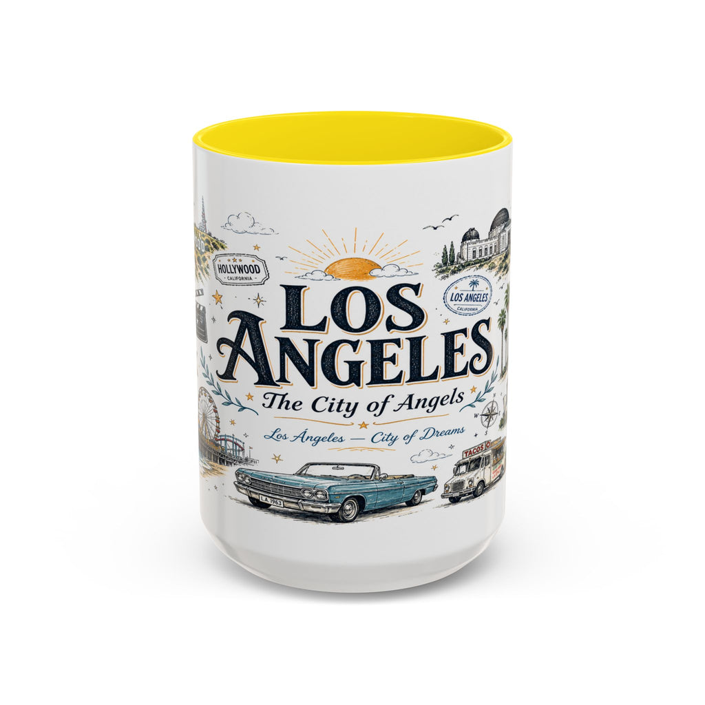 Los Angeles Coffee Mug | California Souvenir City Gift | Accent Color Ceramic 11oz 15oz