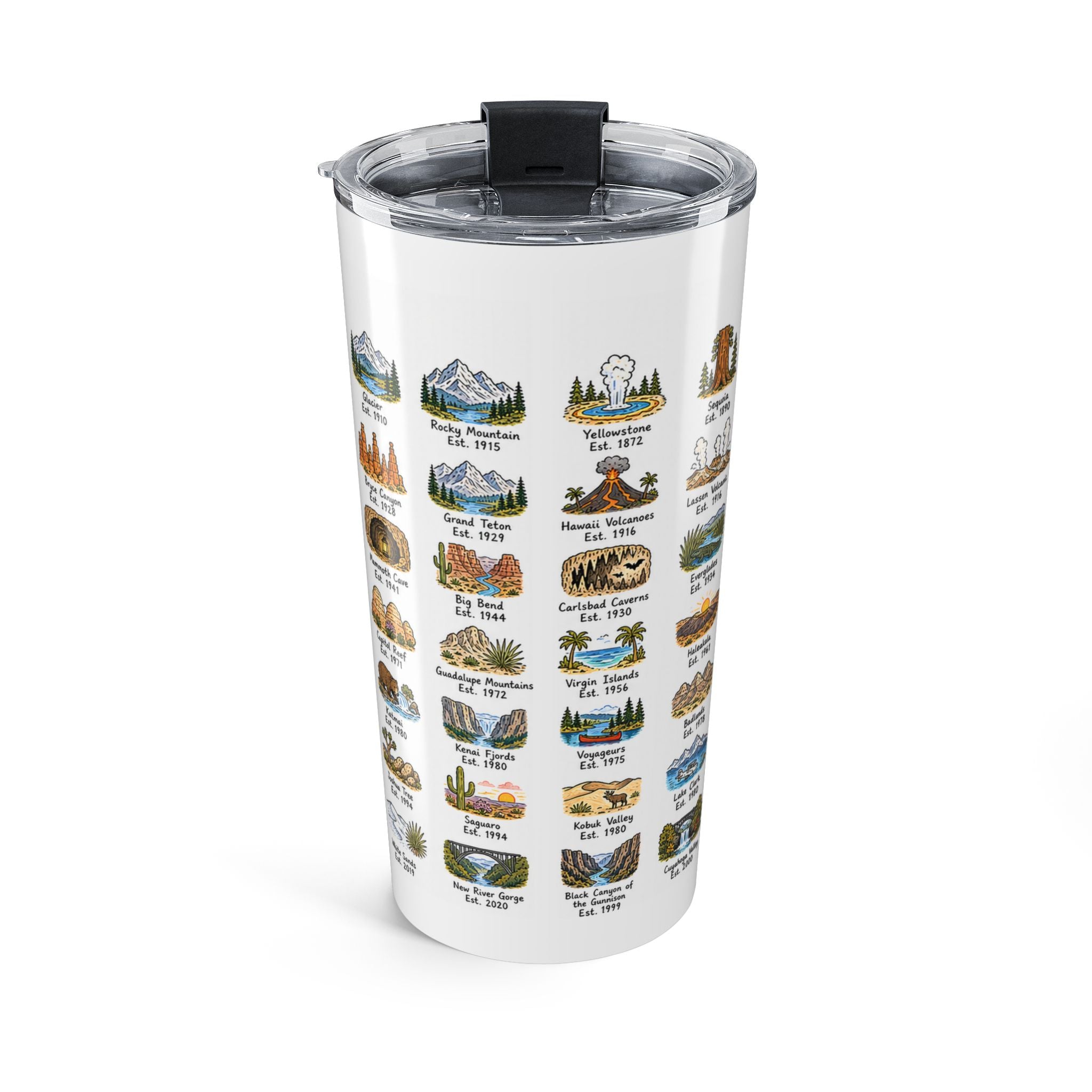 63 National Parks 20oz Tumbler | U.S. Parks Road Trip Gift | Insulated Stainless Steel Travel Cup