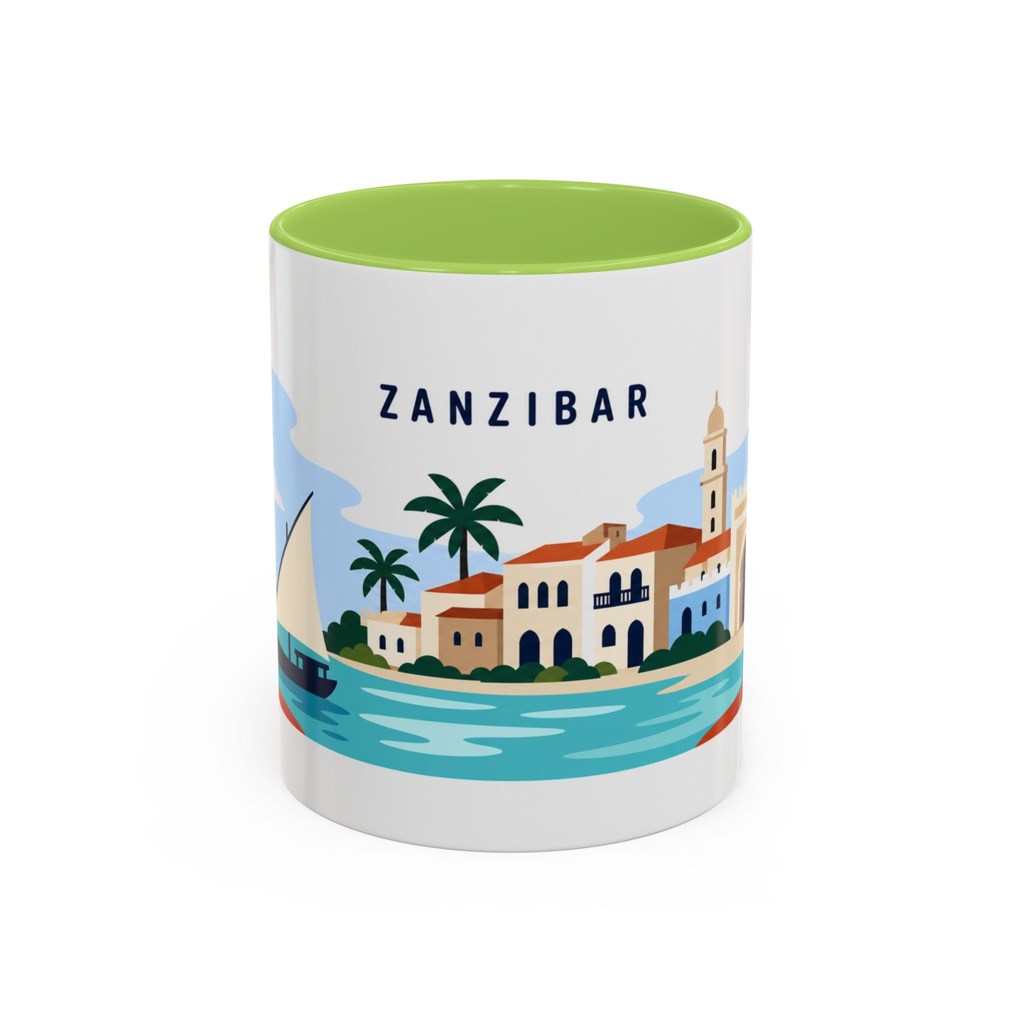 Zanzibar Coffee Mug | Travel Destination Souvenir Gift | Accent Color Ceramic 11oz 15oz