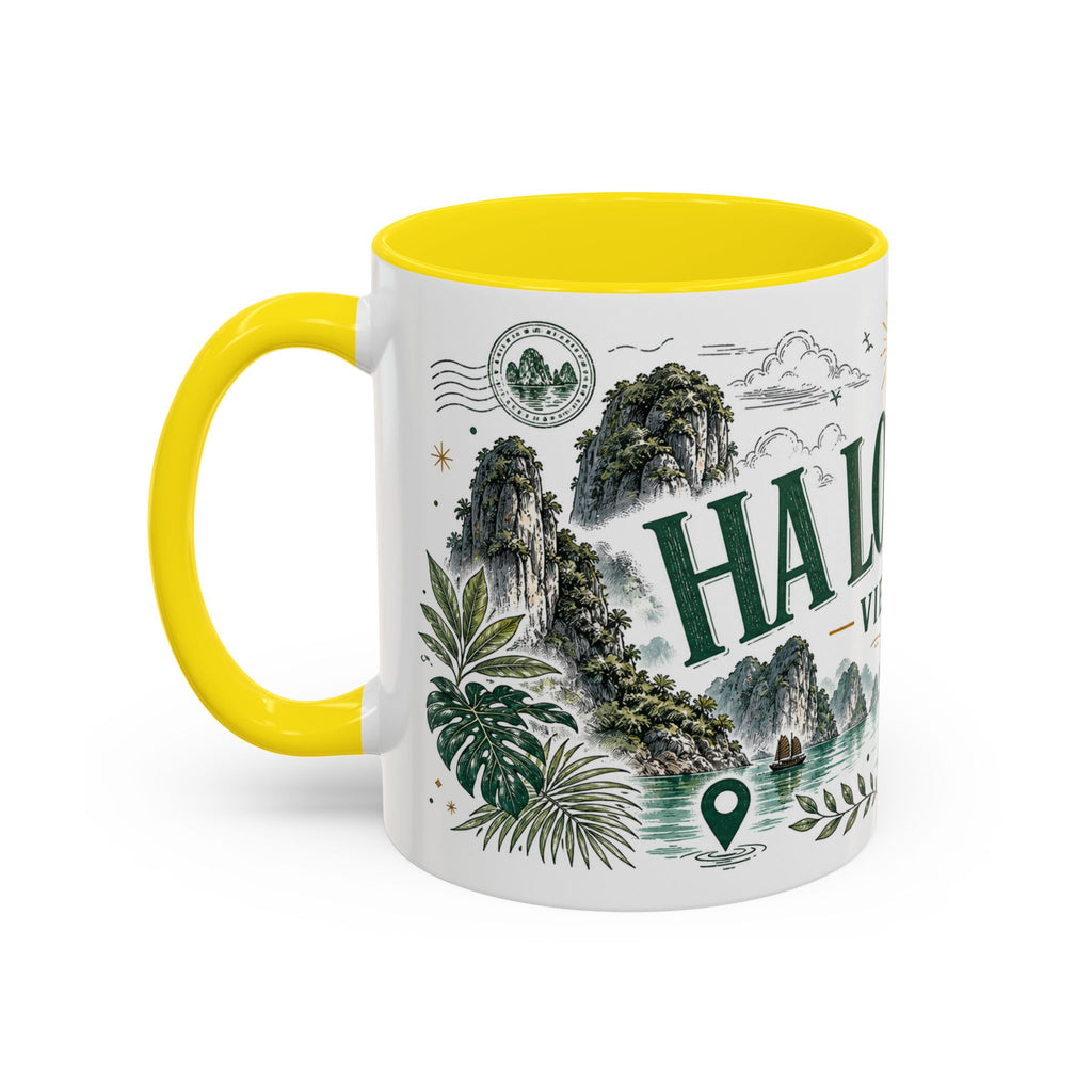 Ha Long Bay Coffee Mug | Travel Destination Souvenir Gift | Accent Color Ceramic 11oz 15oz