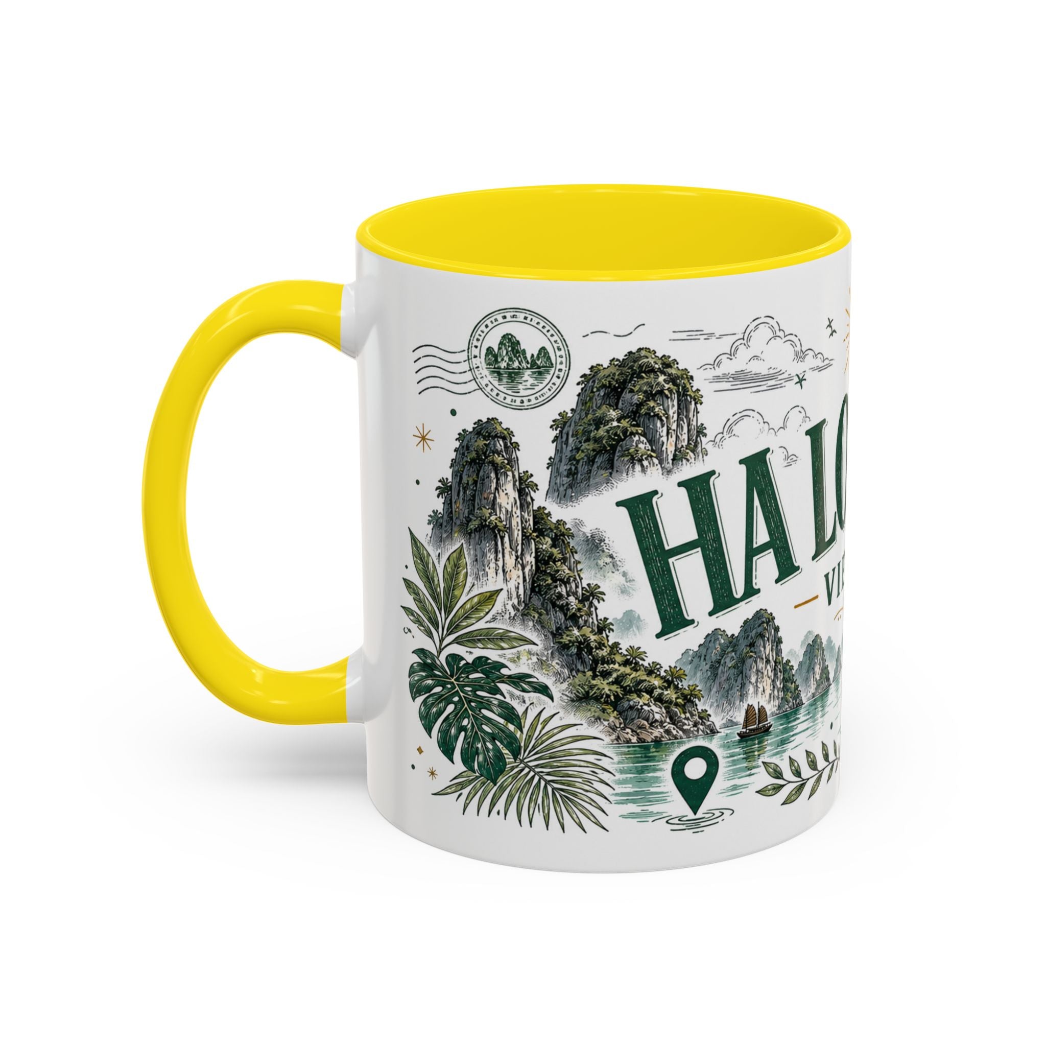 Ha Long Bay Coffee Mug | Travel Destination Souvenir Gift | Accent Color Ceramic 11oz 15oz