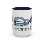 Memphis Illustrated Travel Mug | City Souvenir Accent Coffee Mug | 11oz 15oz Ceramic Cup
