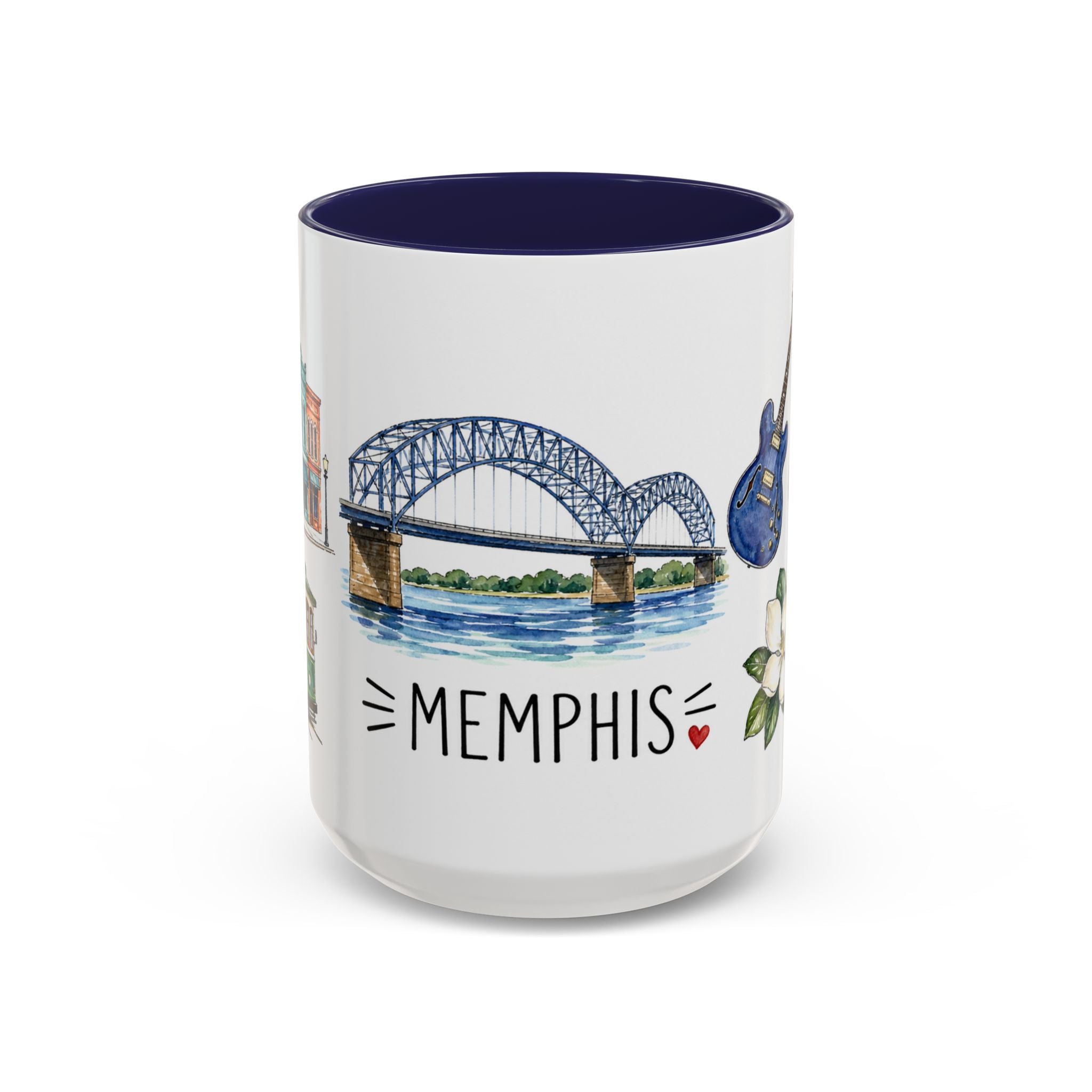 Memphis Illustrated Travel Mug | City Souvenir Accent Coffee Mug | 11oz 15oz Ceramic Cup