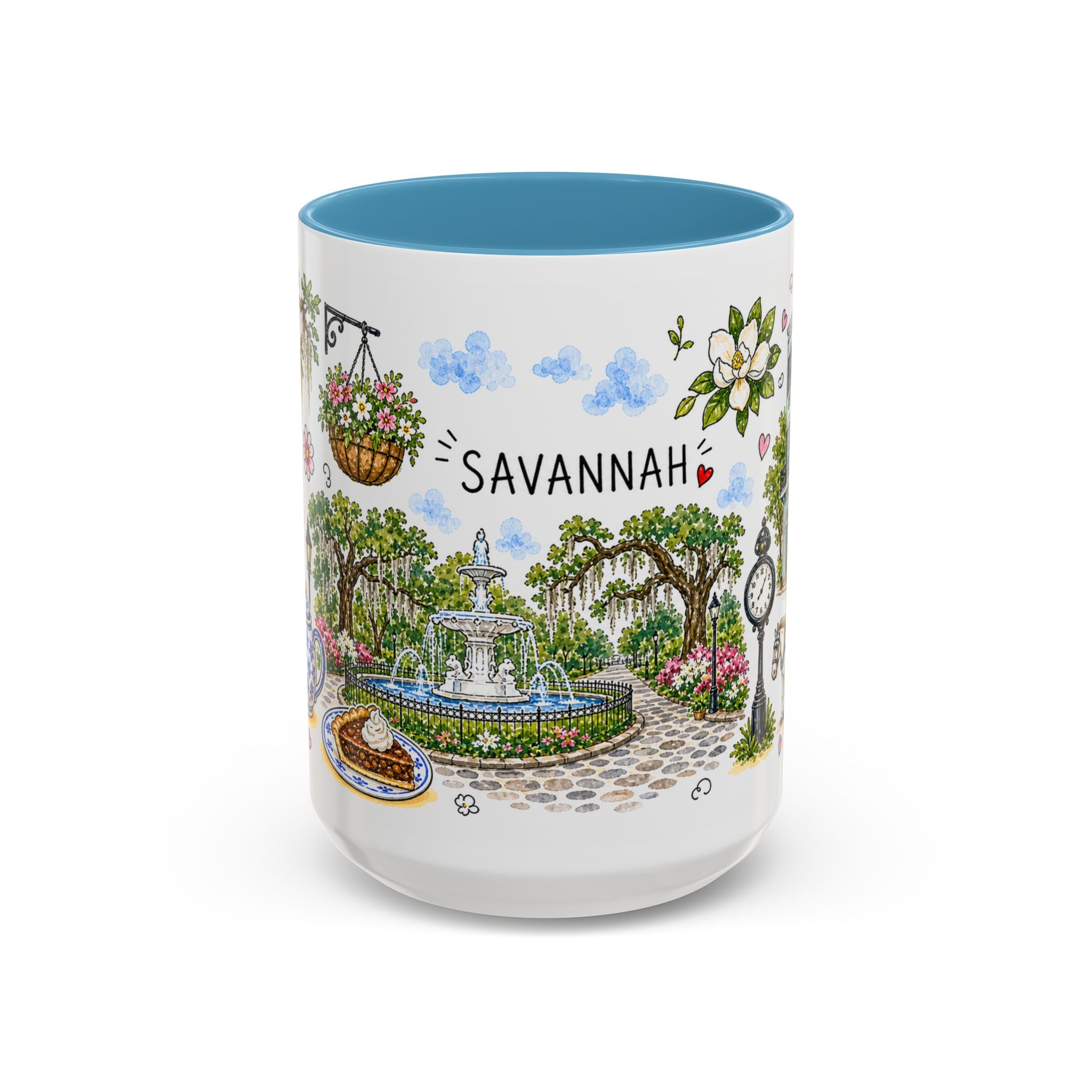 Savannah Illustrated Travel Mug | City Souvenir Accent Coffee Mug | 11oz 15oz Ceramic Cup