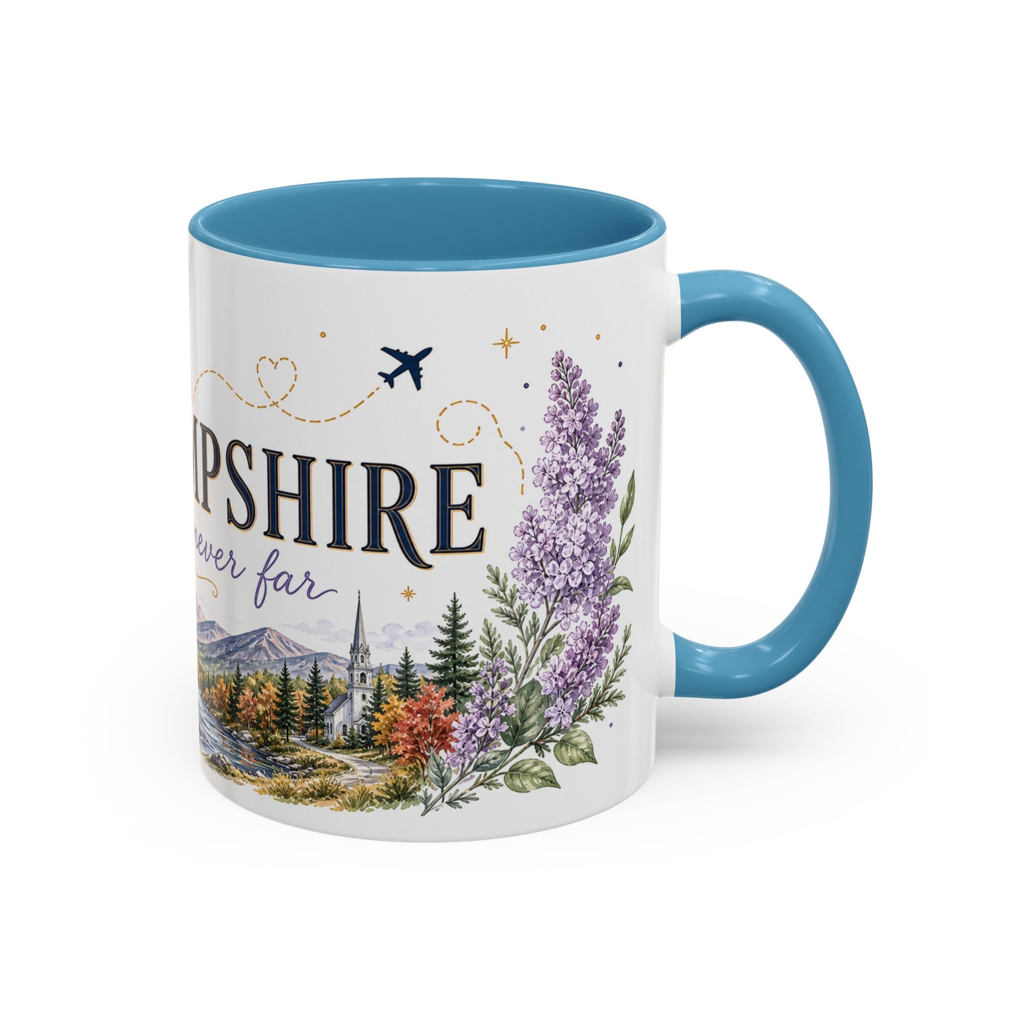 New Hampshire State Map Mug | Botanical Accents, Mountain Landscape Coffee Cup